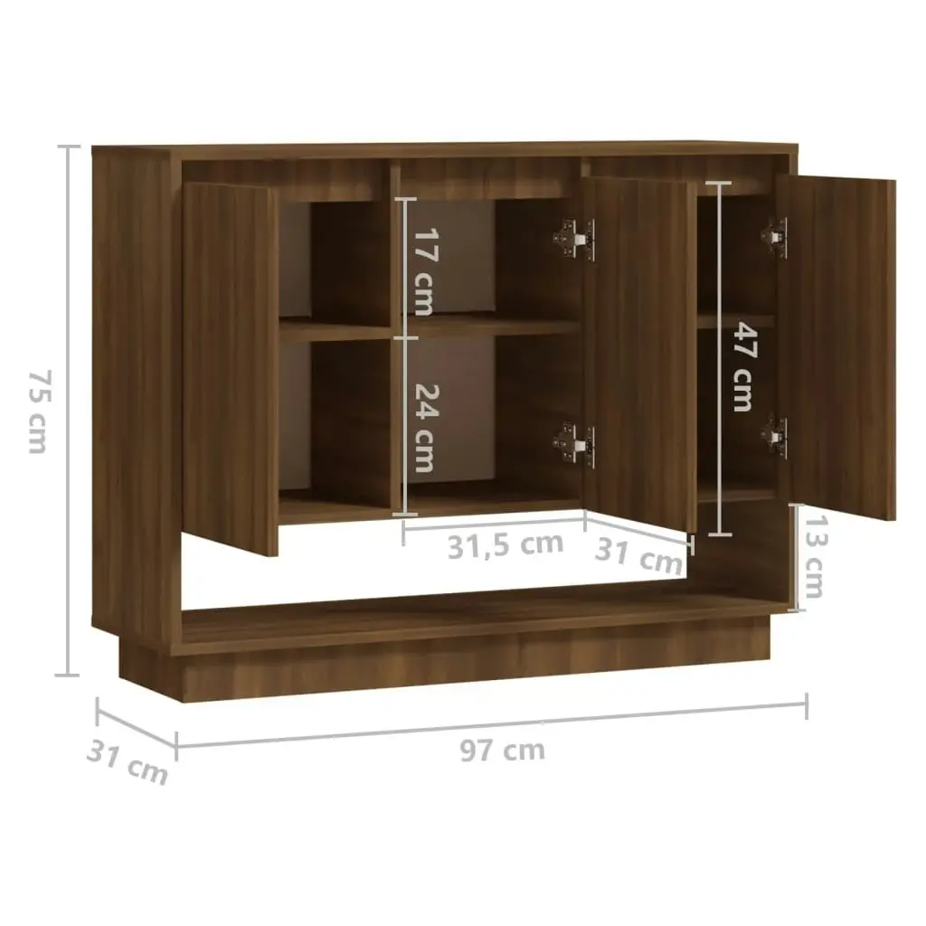 Sideboard Brown Oak 97x31x75 cm Engineered Wood 812989