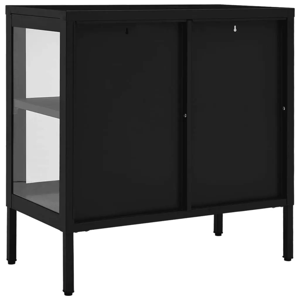 Sideboard Black 70x35x70 cm Steel and Glass 336064