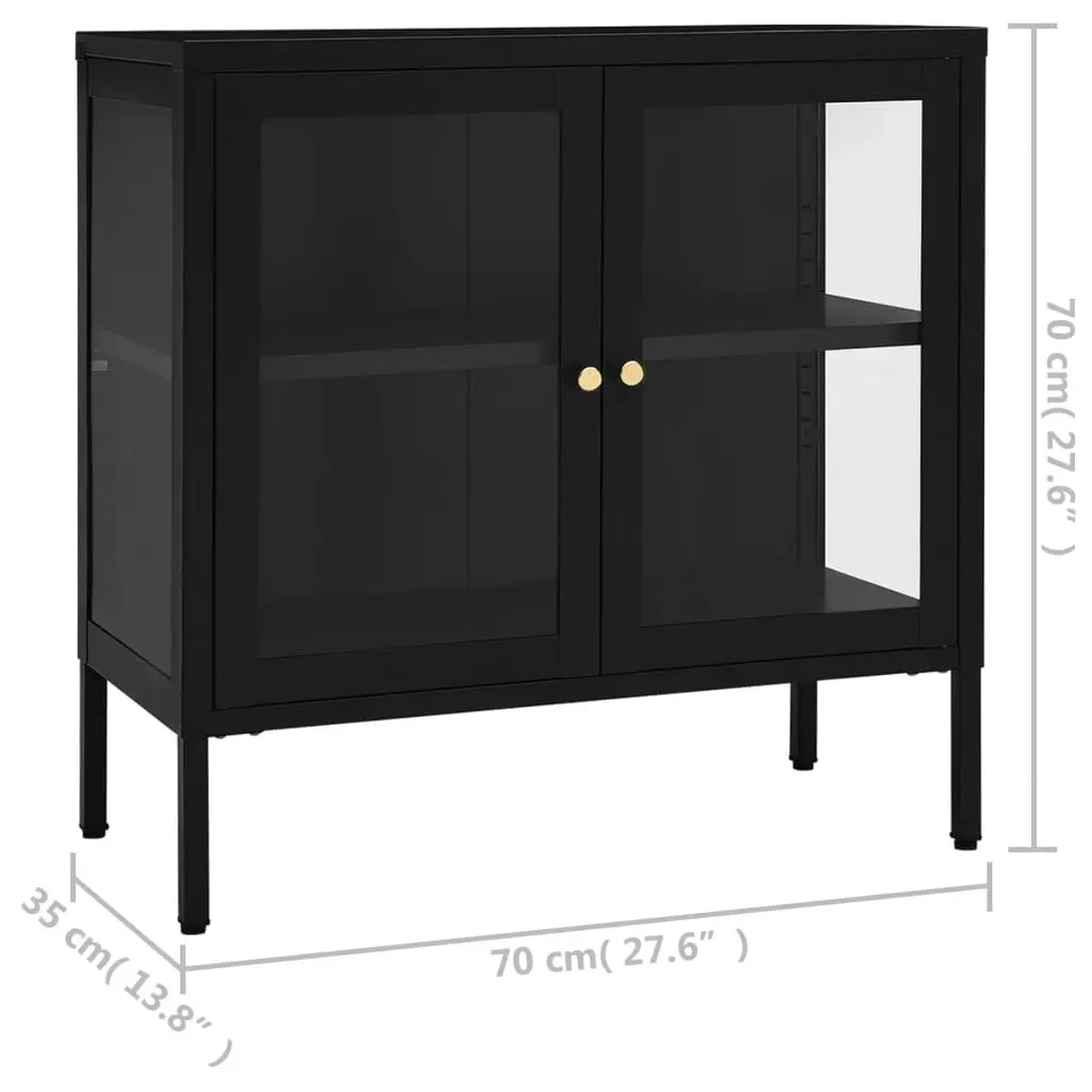 Sideboard Black 70x35x70 cm Steel and Glass 336064