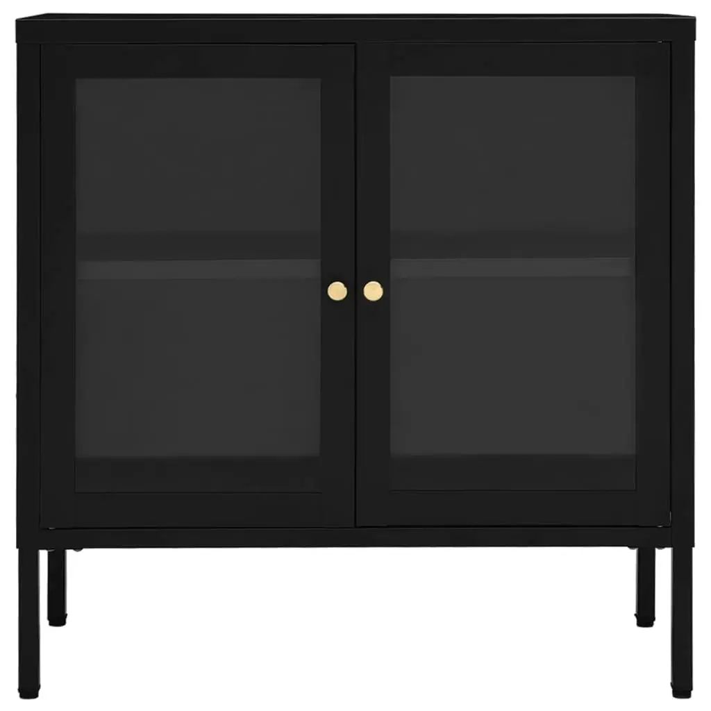 Sideboard Black 70x35x70 cm Steel and Glass 336064