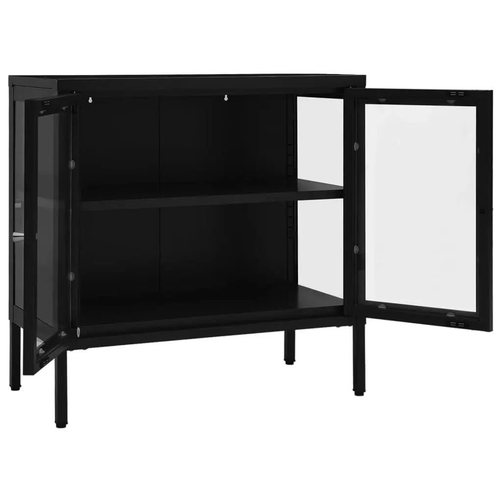 Sideboard Black 70x35x70 cm Steel and Glass 336064