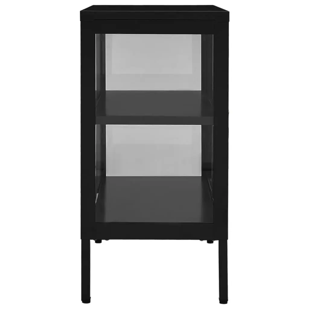 Sideboard Black 70x35x70 cm Steel and Glass 336064