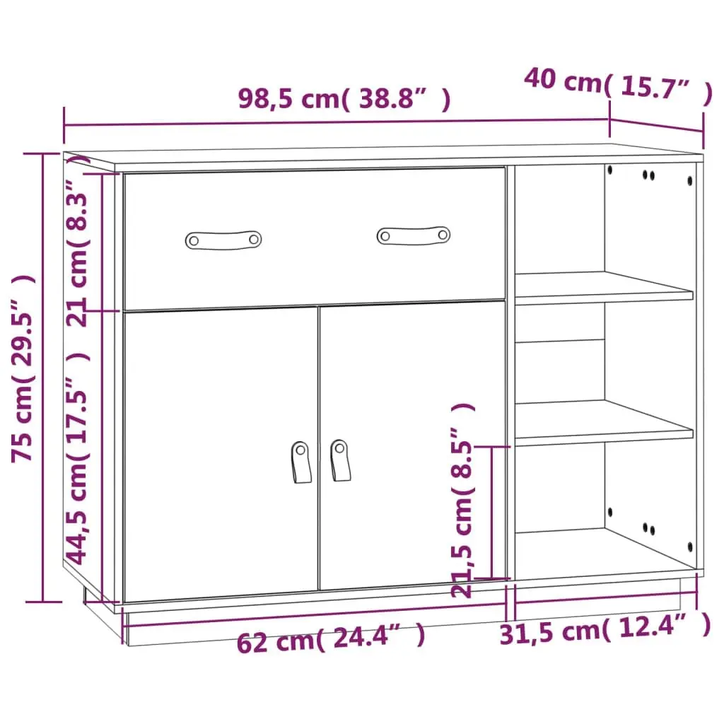 Sideboard 98.5x40x75 cm Solid Wood Pine 820137