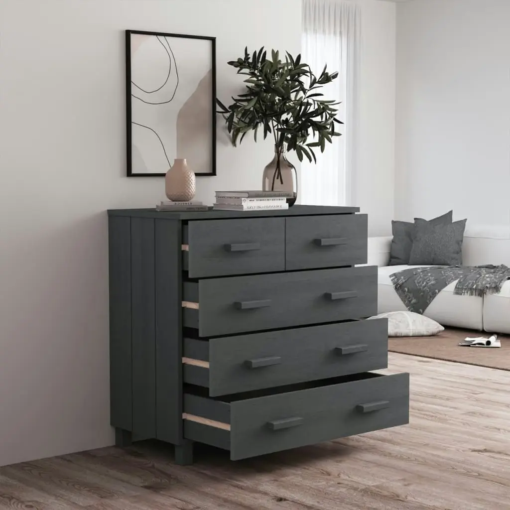 Sideboard "HAMAR" Dark Grey 79x40x80 cm Solid Wood Pine 340422