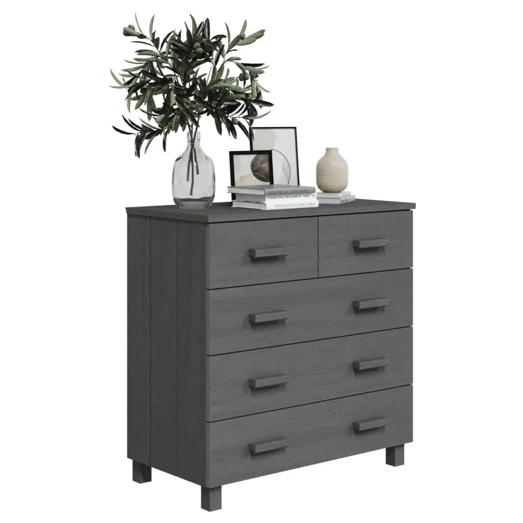 Sideboard "HAMAR" Dark Grey 79x40x80 cm Solid Wood Pine 340422