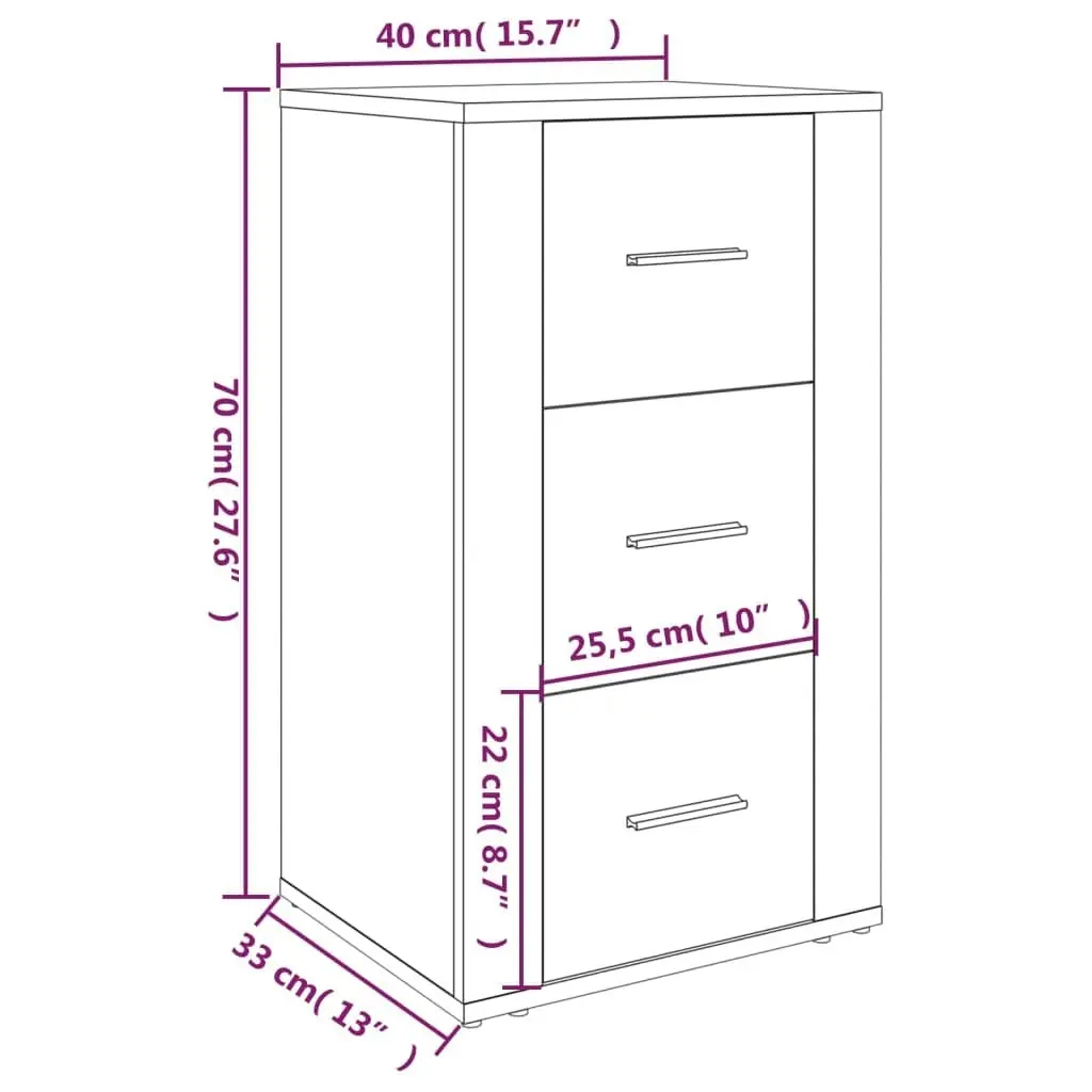 Sideboard High Gloss White 40x33x70 cm Engineered Wood 819422