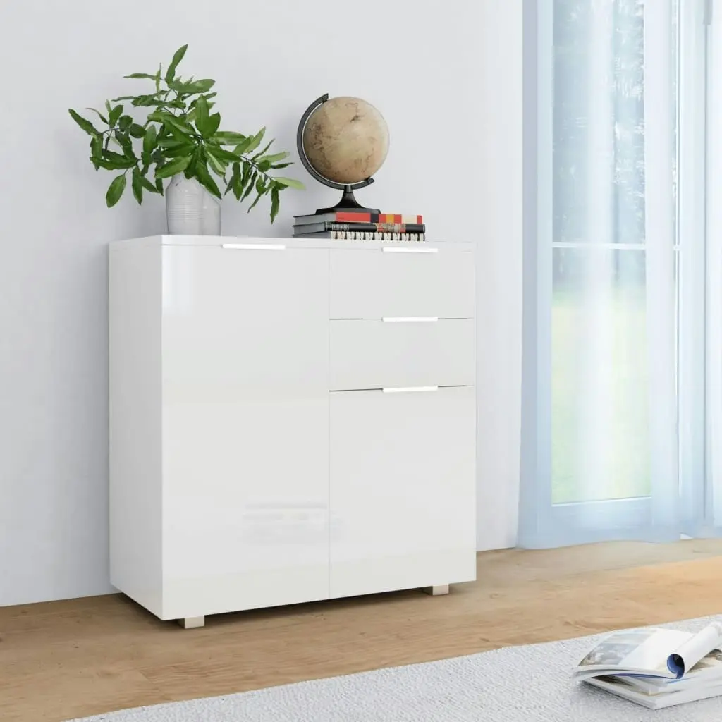 Sideboard High Gloss White 71x35x80 cm Engineered Wood 283715