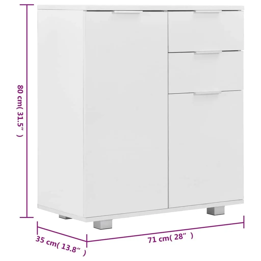 Sideboard High Gloss White 71x35x80 cm Engineered Wood 283715