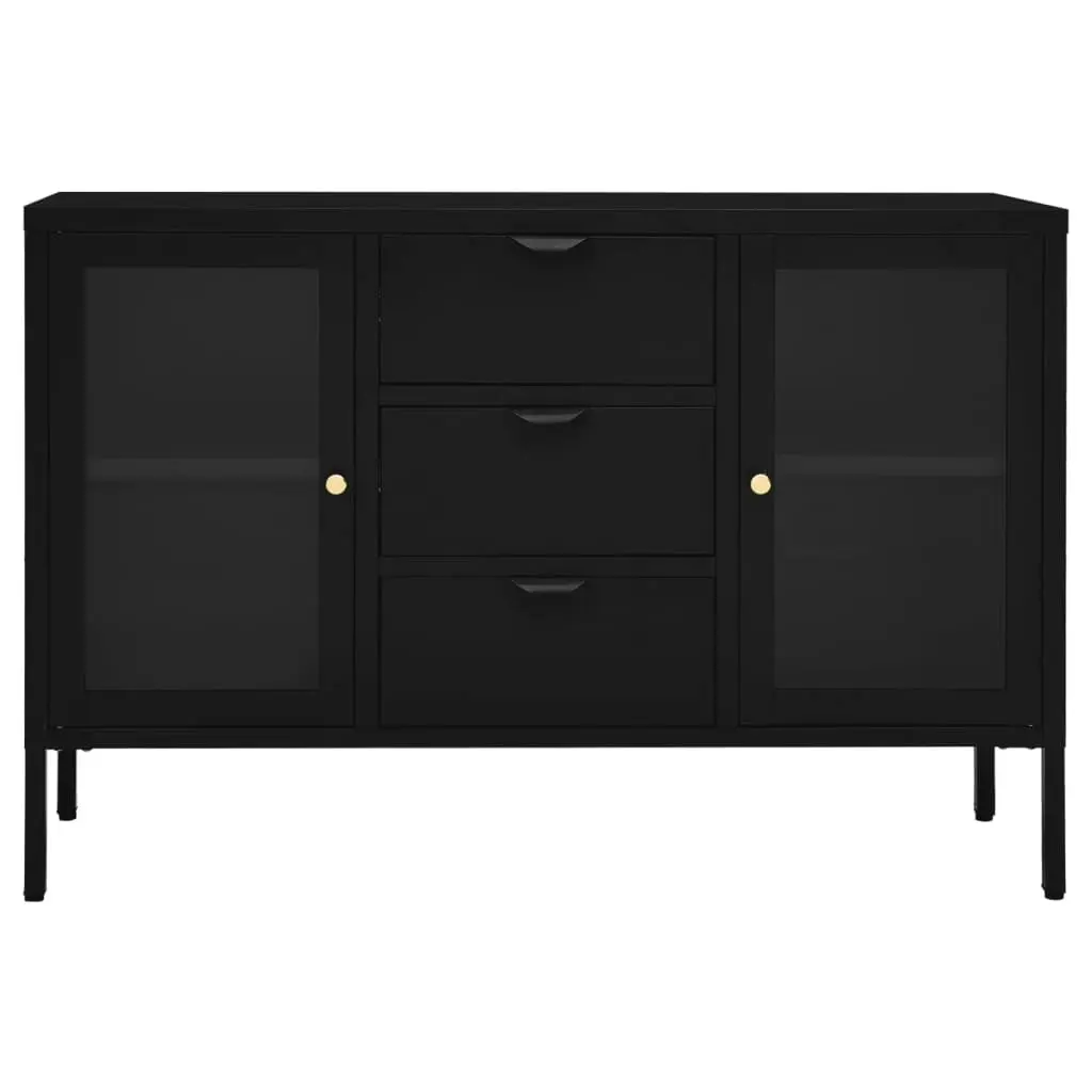 Sideboard Black 105x35x70 cm Steel and Tempered Glass 336076