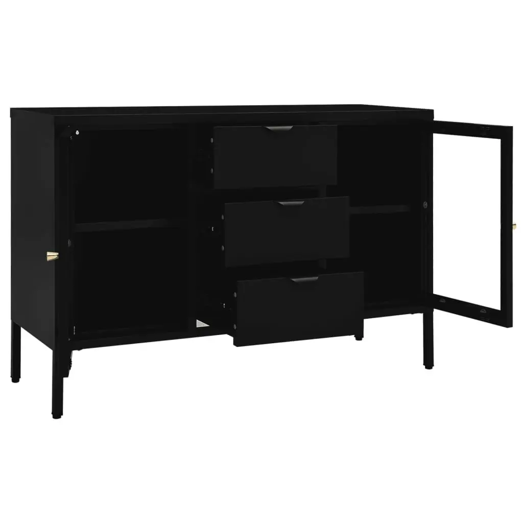 Sideboard Black 105x35x70 cm Steel and Tempered Glass 336076