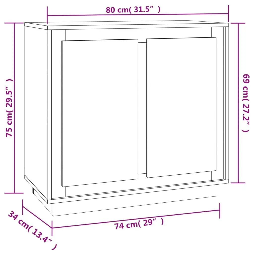 Sideboard Brown Oak 80x34x75 cm Engineered Wood 819891