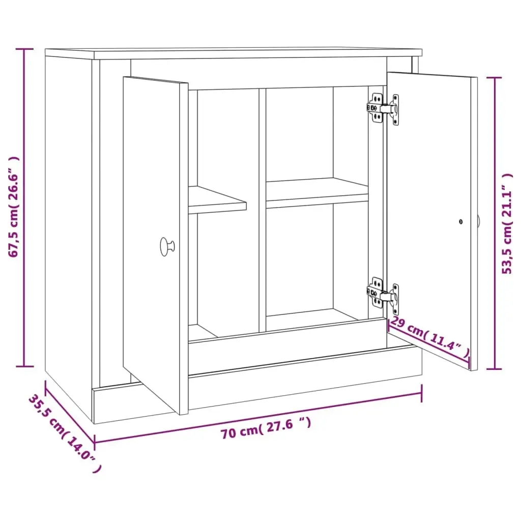 Sideboard High Gloss White 70x35.5x67.5 cm Engineered Wood 816186