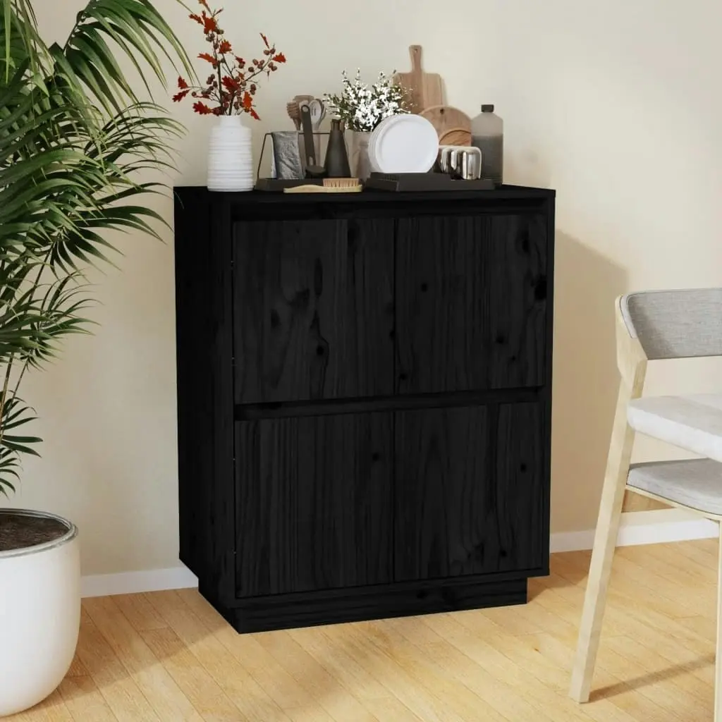 Sideboard Black 60x34x75 cm Solid Wood Pine 813379