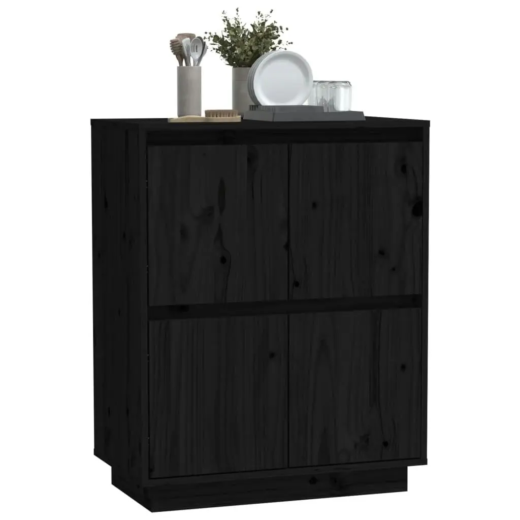 Sideboard Black 60x34x75 cm Solid Wood Pine 813379