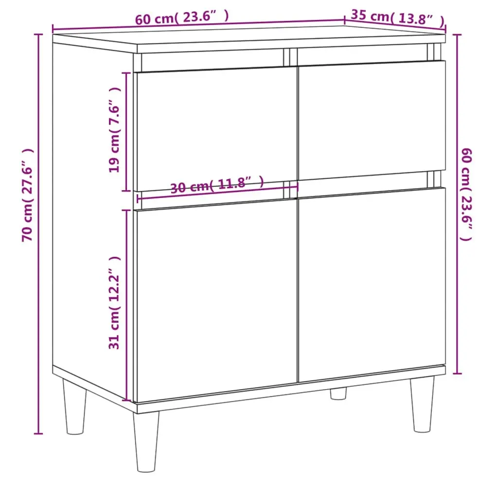 Sideboard Grey Sonoma 60x35x70 cm Engineered Wood 819682