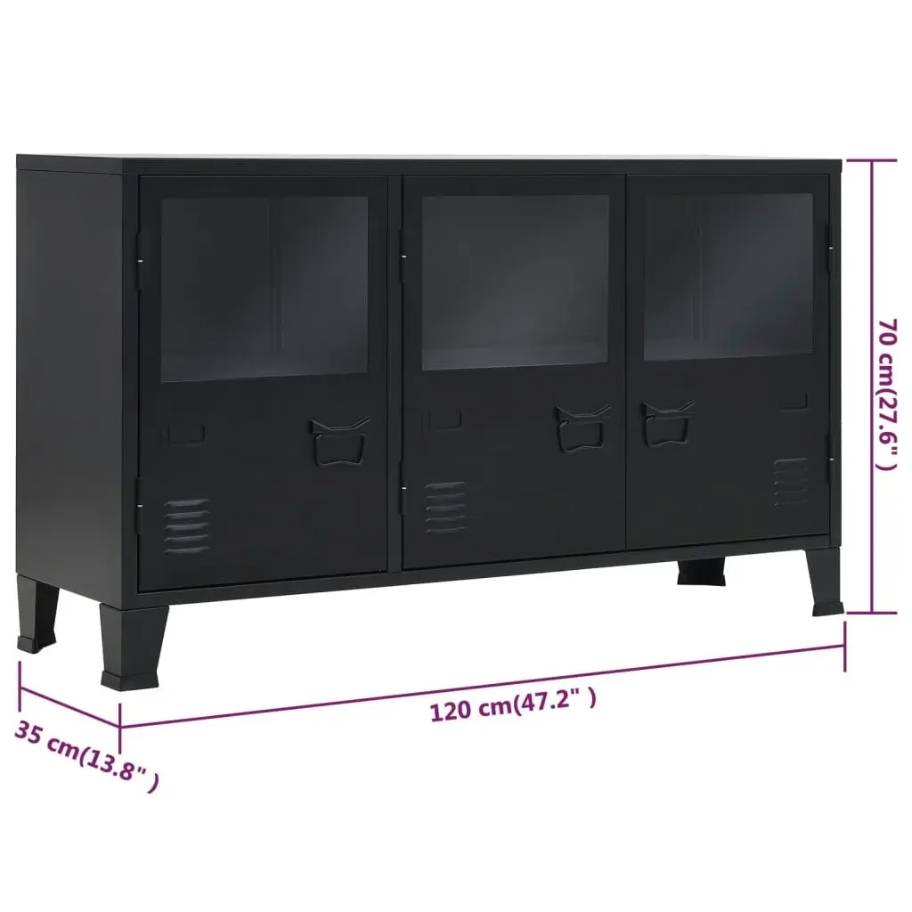 Sideboard Metal Industrial Style 120x35x70 cm Black 245959