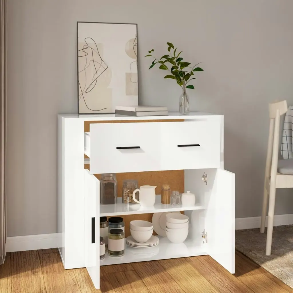 Sideboard High Gloss White 80x33x70 cm Engineered Wood 816570