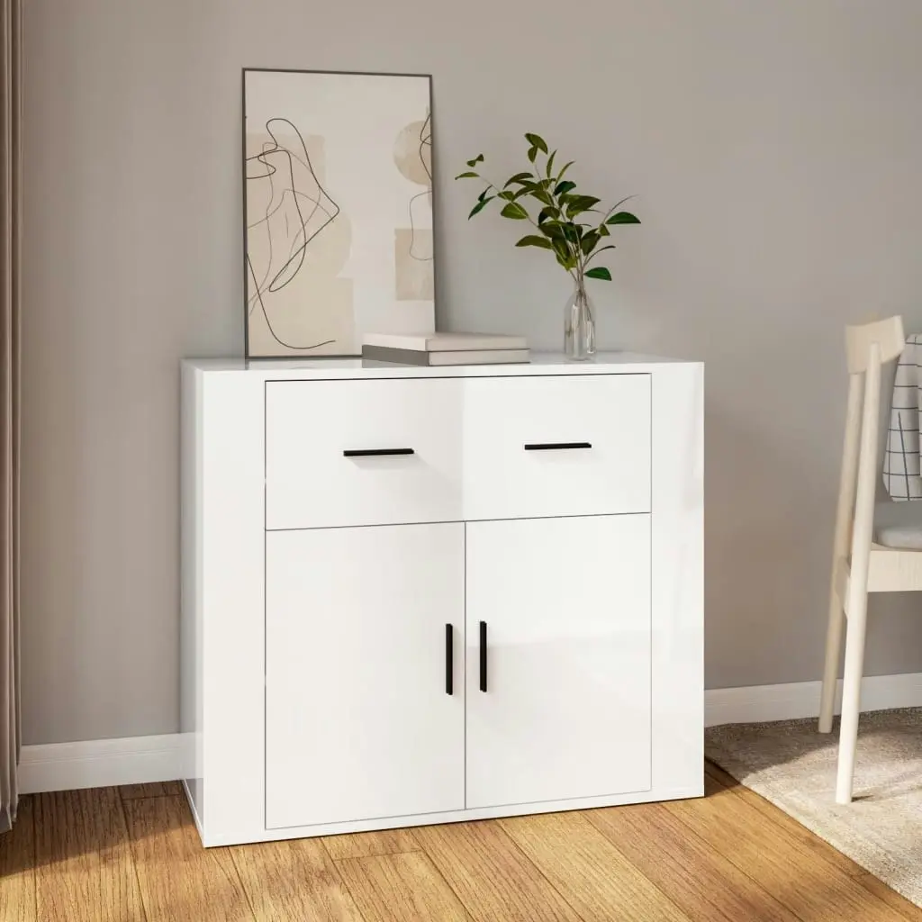 Sideboard High Gloss White 80x33x70 cm Engineered Wood 816570