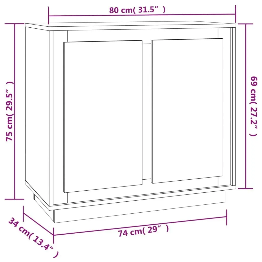 Sideboard Smoked Oak 80x34x75 cm Engineered Wood 819889