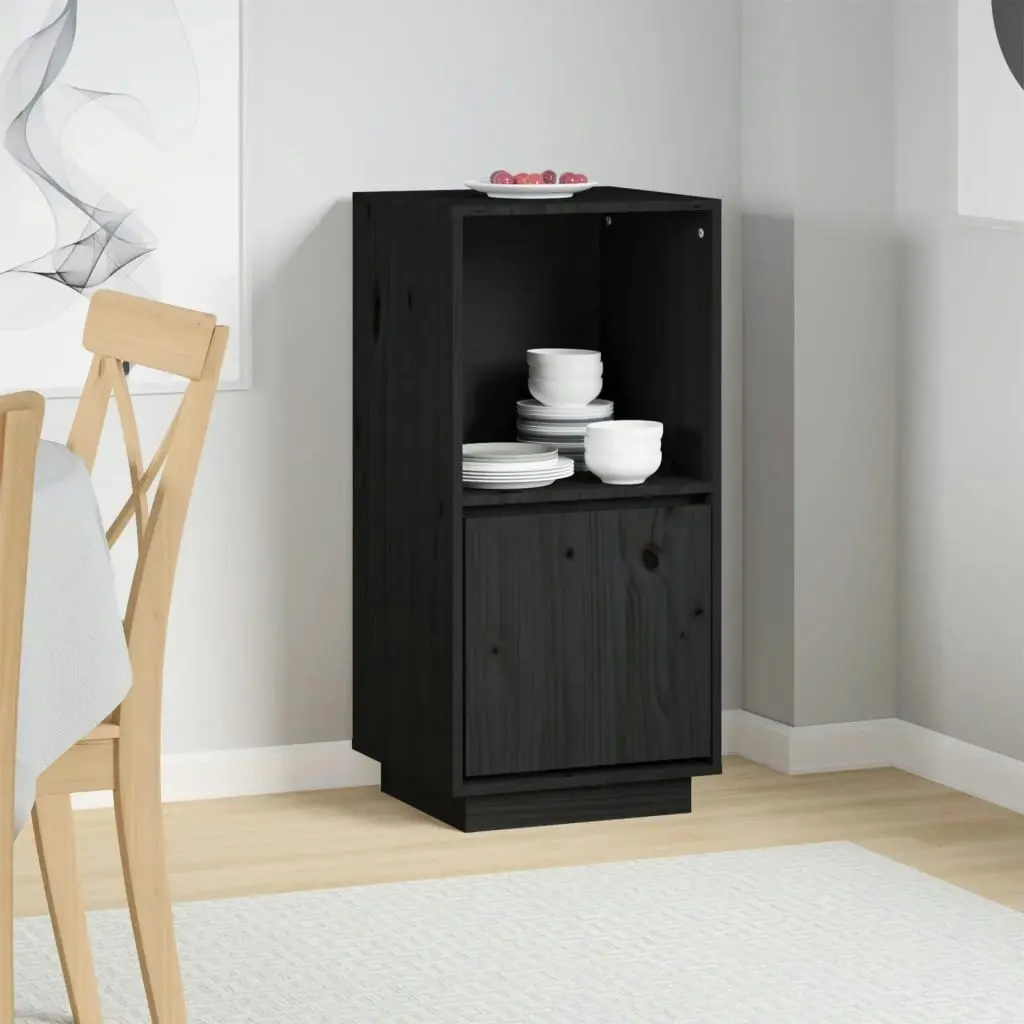 Sideboard Black 38x35x80 cm Solid Wood Pine 814348