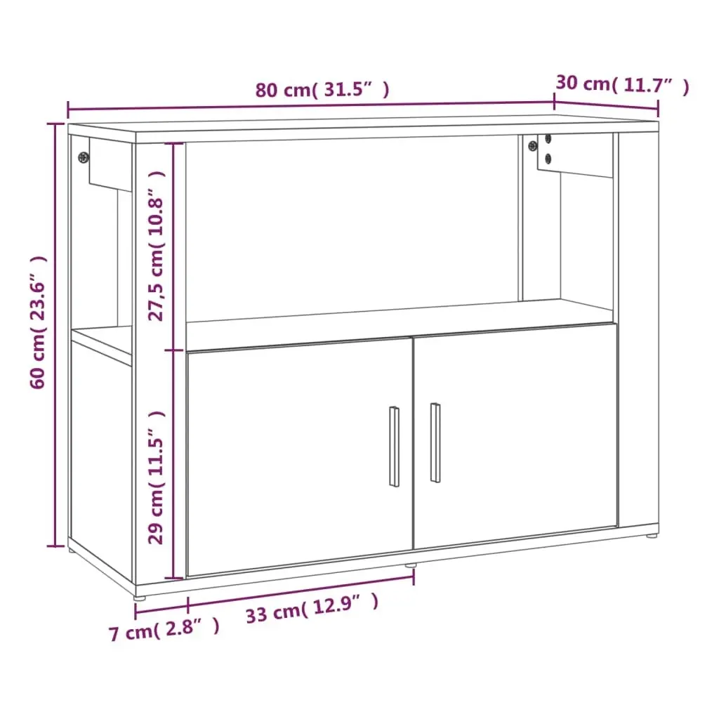 Sideboard Grey Sonoma 80x30x60 cm Engineered Wood 819458