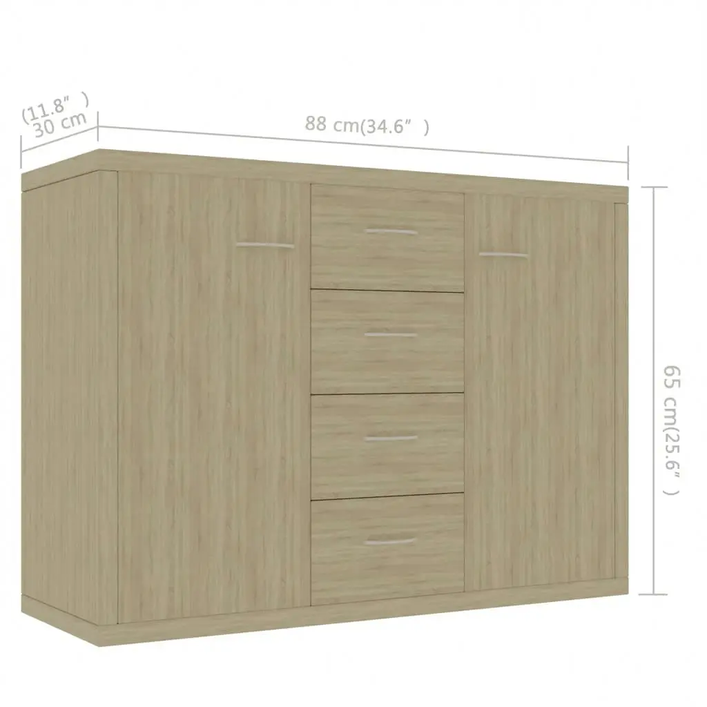 Sideboard Sonoma Oak 88x30x65 cm Engineered Wood 800687