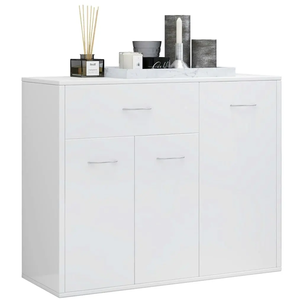 Sideboard High Gloss White 88x30x70 cm Engineered Wood 800681