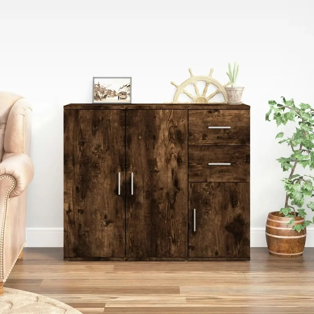 Sideboard Smoked Oak 91x29.5x75 cm Engineered Wood 823274