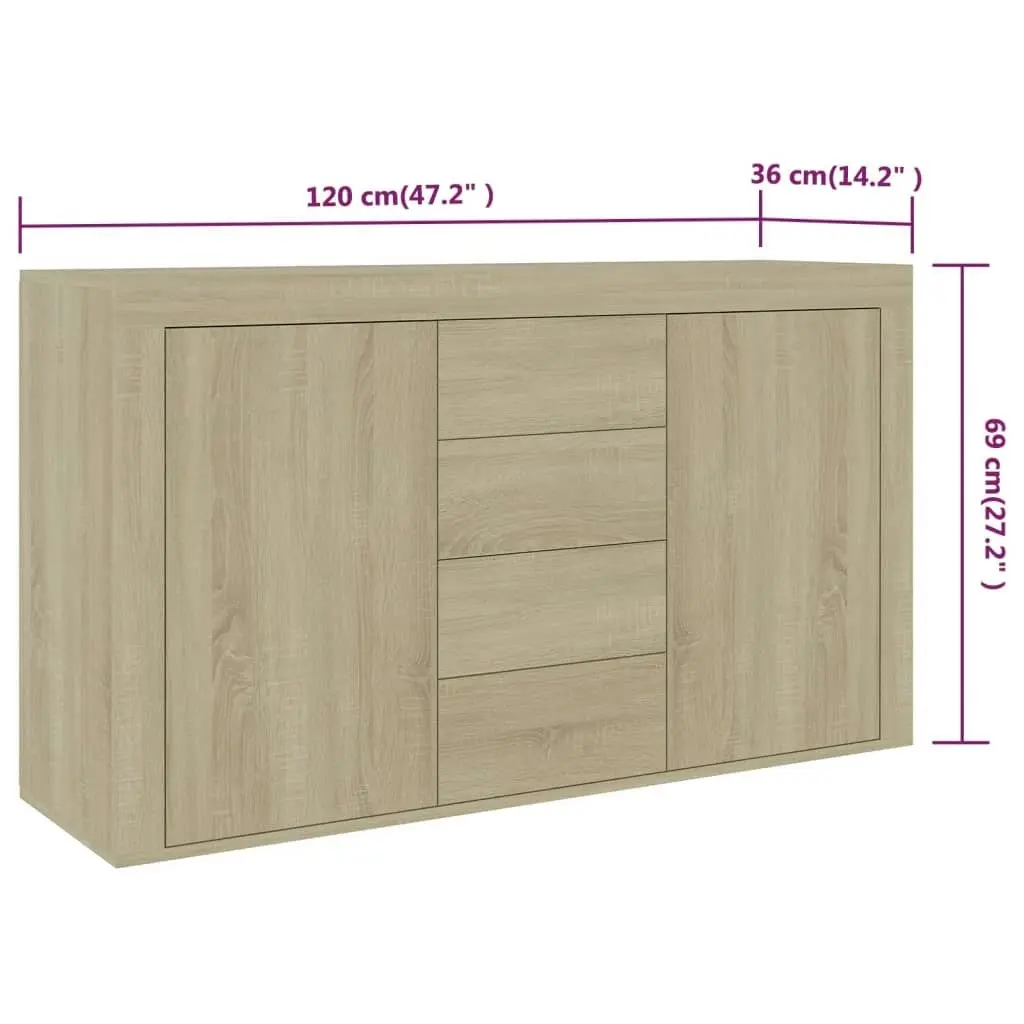 Sideboard Sonoma Oak 120x36x69 cm Engineered Wood 801844