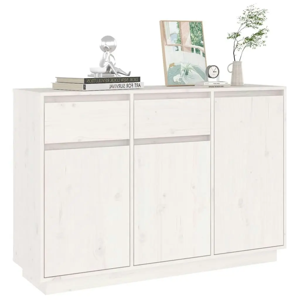 Sideboard White 110x34x75 cm Solid Wood Pine 814330