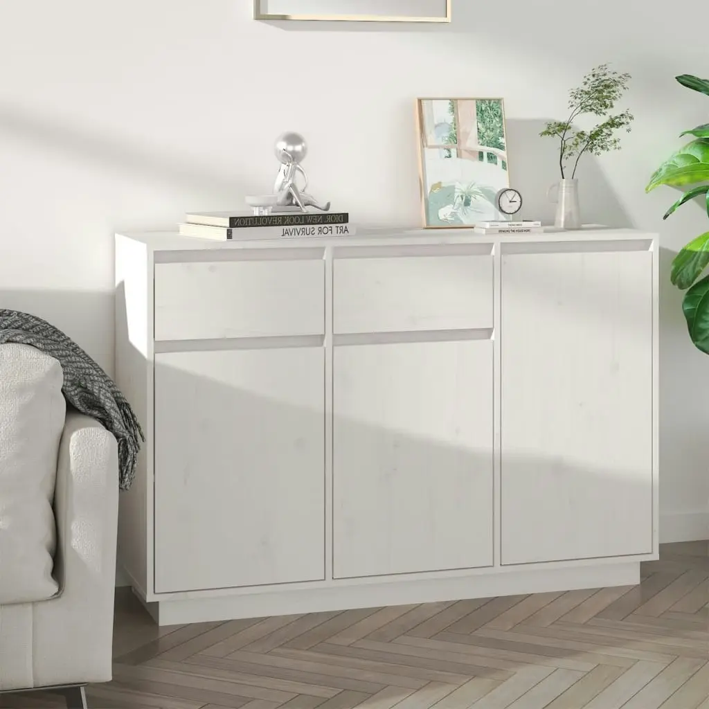 Sideboard White 110x34x75 cm Solid Wood Pine 814330