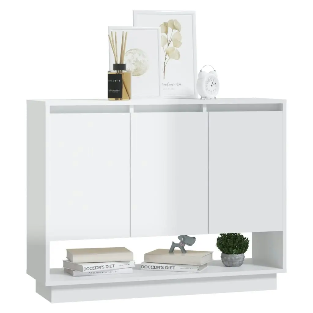 Sideboard High Gloss White 97x31x75 cm Engineered Wood 809536