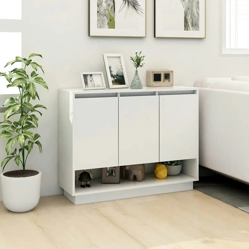 Sideboard High Gloss White 97x31x75 cm Engineered Wood 809536