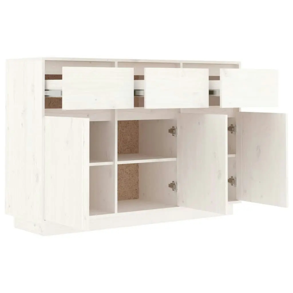 Sideboard White 110x34x75 cm Solid Wood Pine 813815