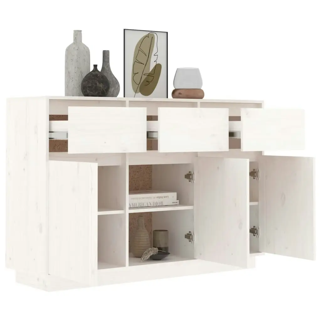 Sideboard White 110x34x75 cm Solid Wood Pine 813815