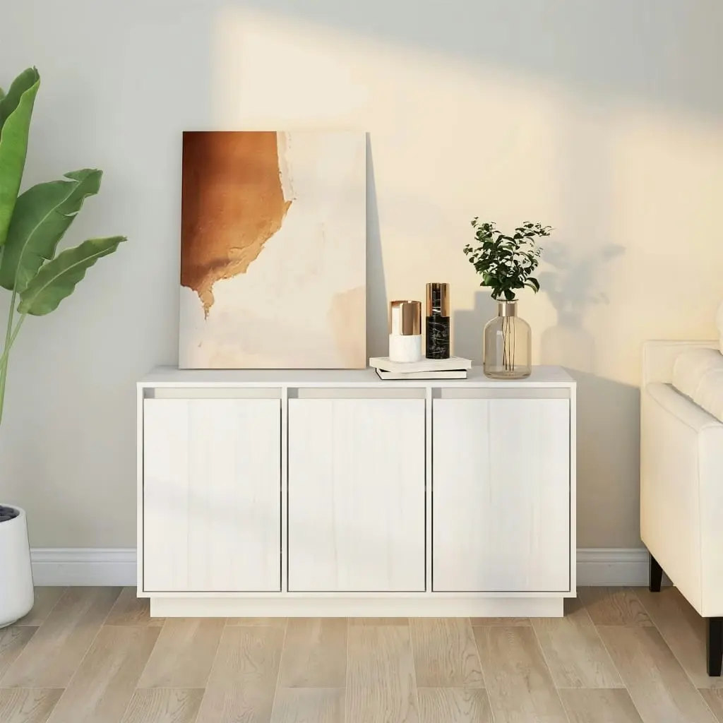 Sideboard White 111x34x60 cm Solid Wood Pine 813810