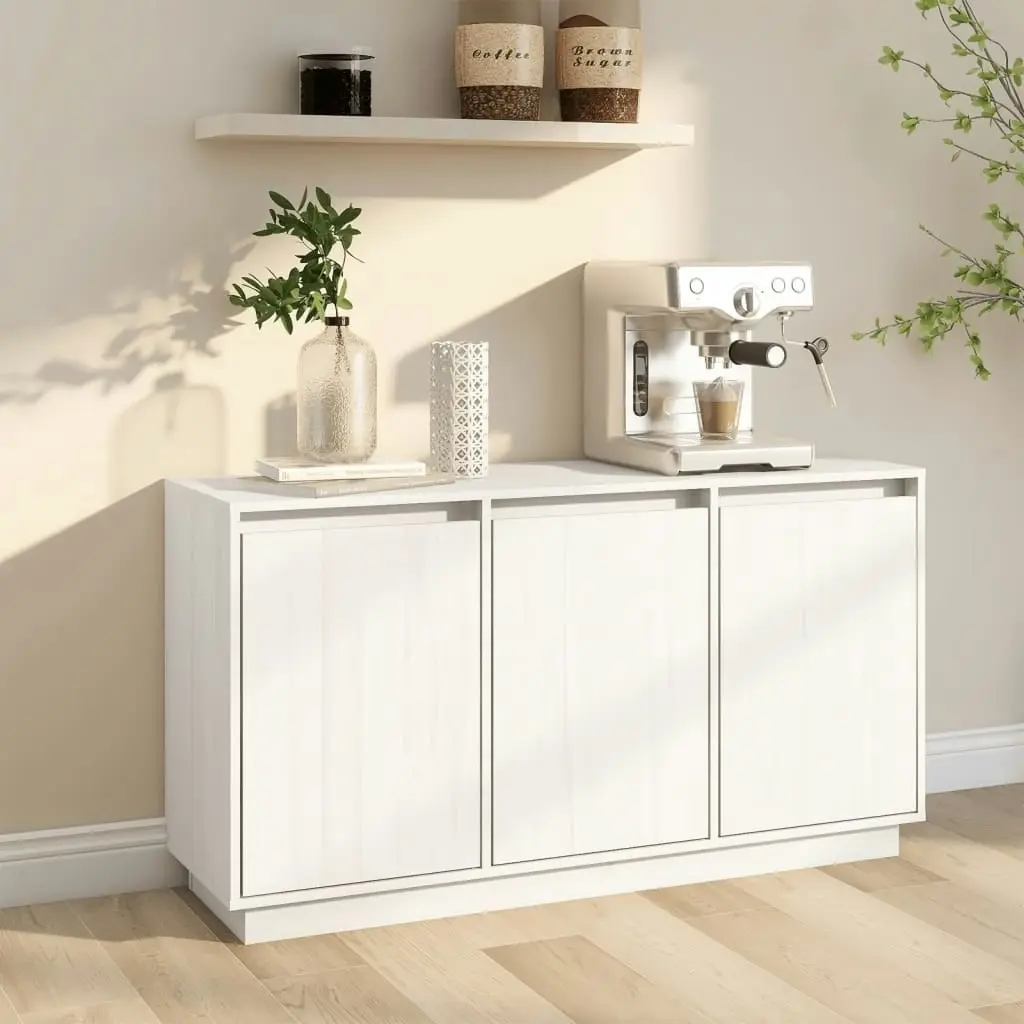 Sideboard White 111x34x60 cm Solid Wood Pine 813810