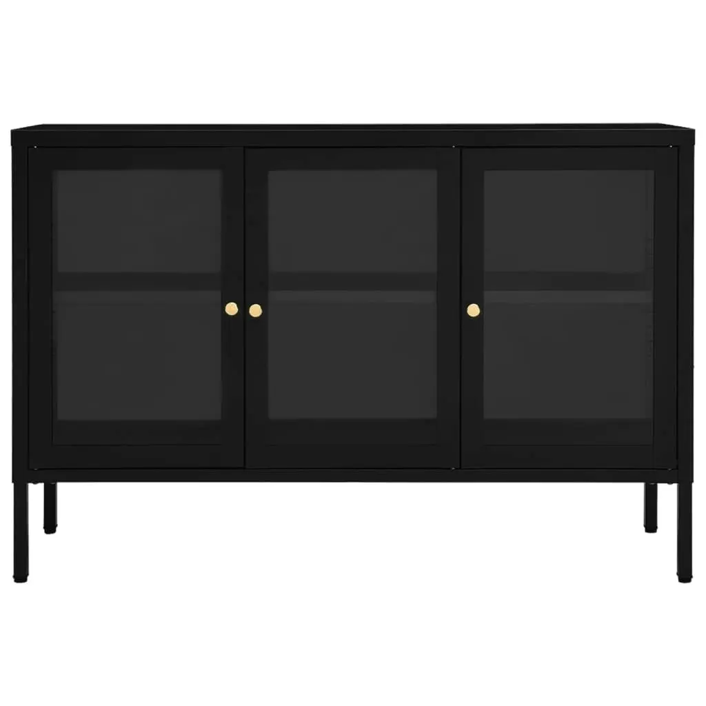 Sideboard Black 105x35x70 cm Steel and Glass 336067