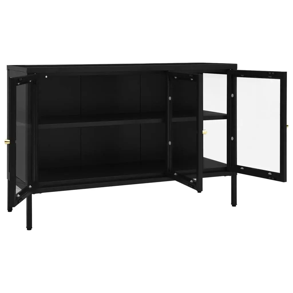 Sideboard Black 105x35x70 cm Steel and Glass 336067