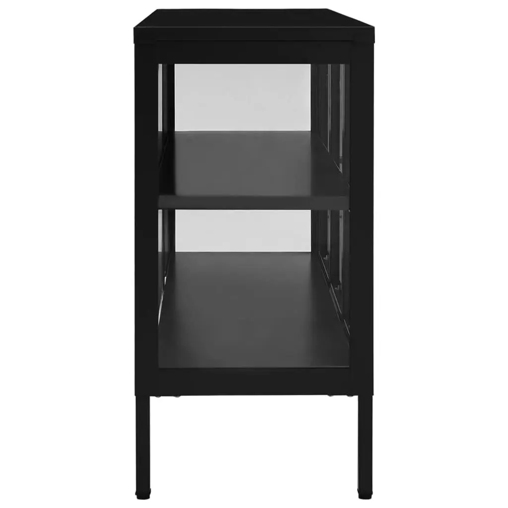 Sideboard Black 105x35x70 cm Steel and Glass 336067