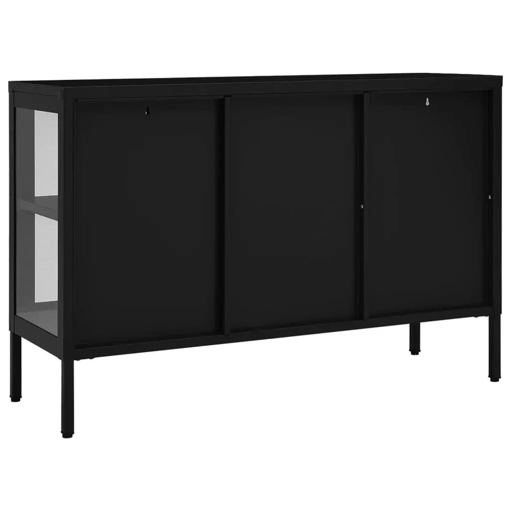 Sideboard Black 105x35x70 cm Steel and Glass 336067