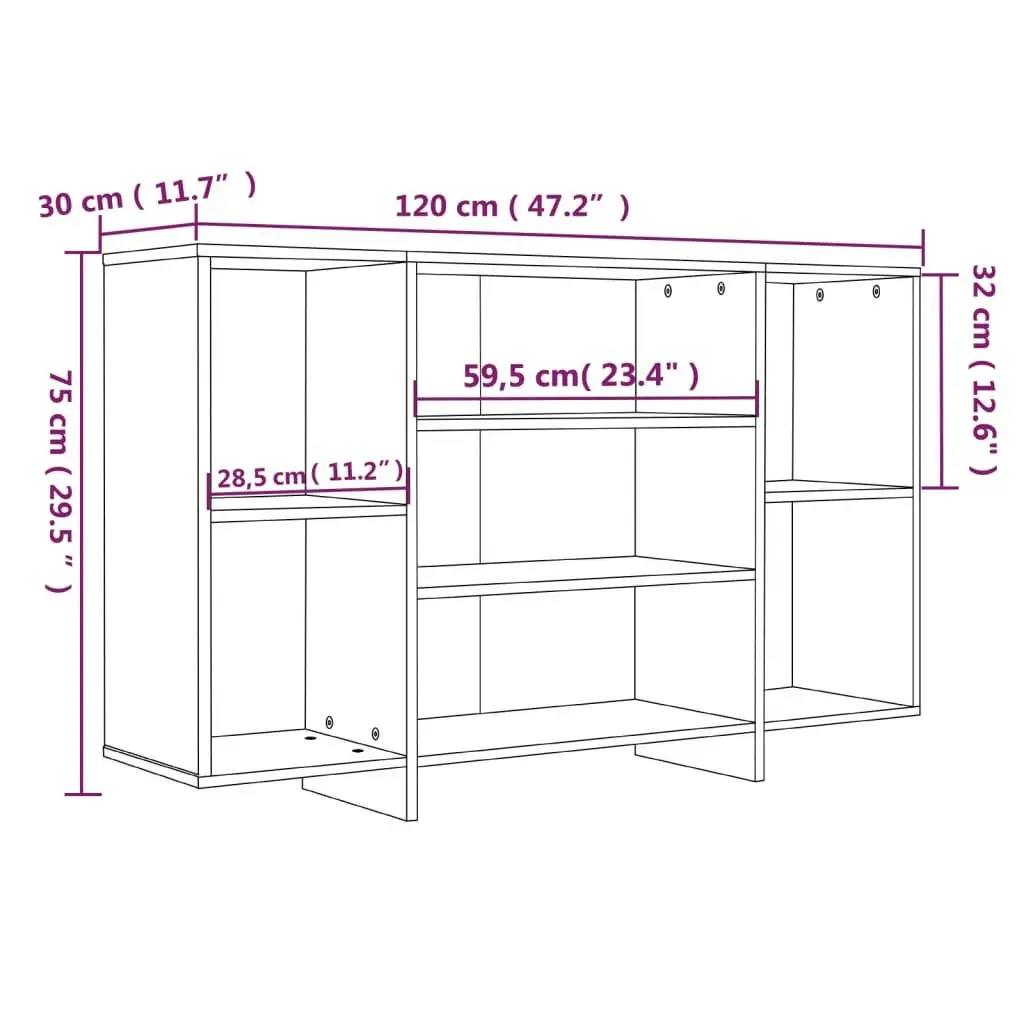 Sideboard White 120x30x75 cm Engineered Wood 809620