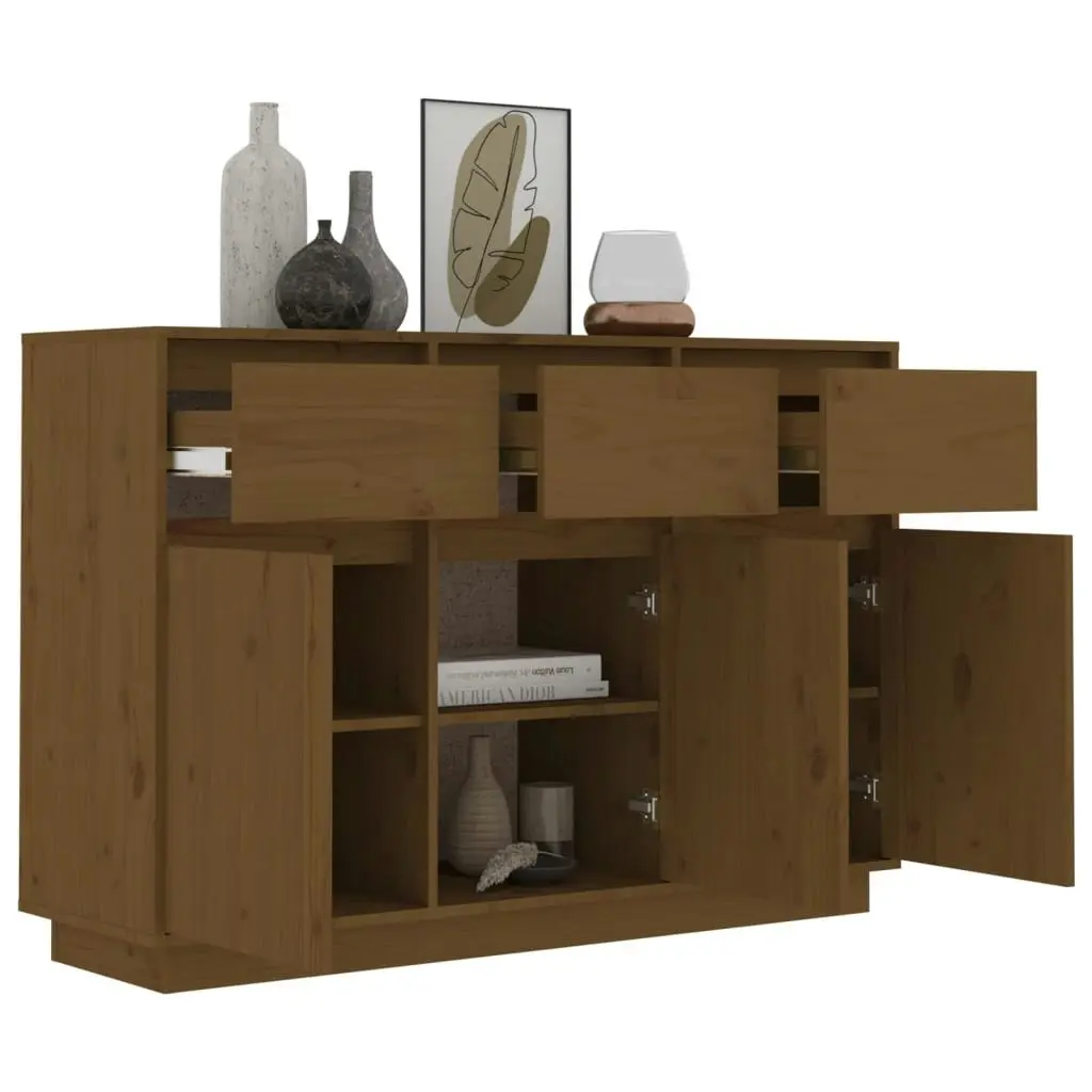 Sideboard Honey Brown 110x34x75 cm Solid Wood Pine 813817