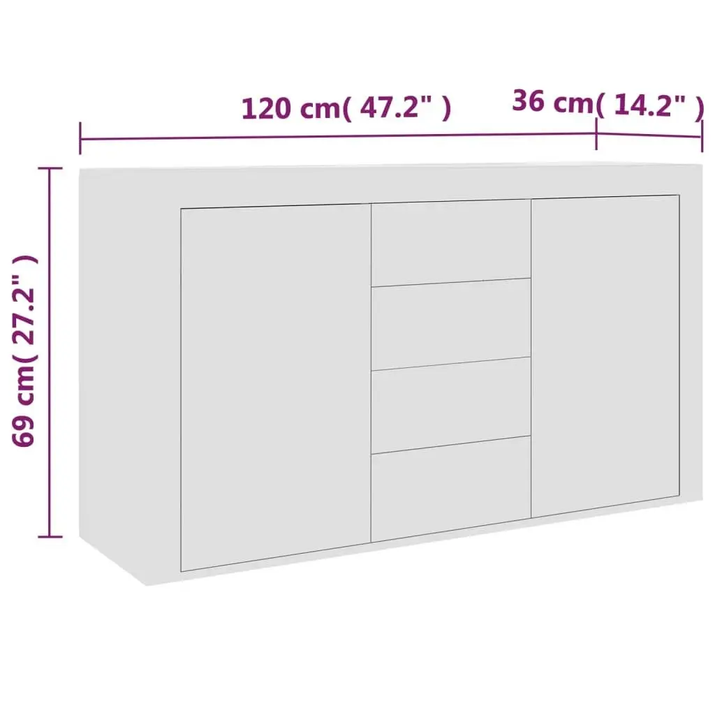 Sideboard White 120x36x69 cm Engineered Wood 801841