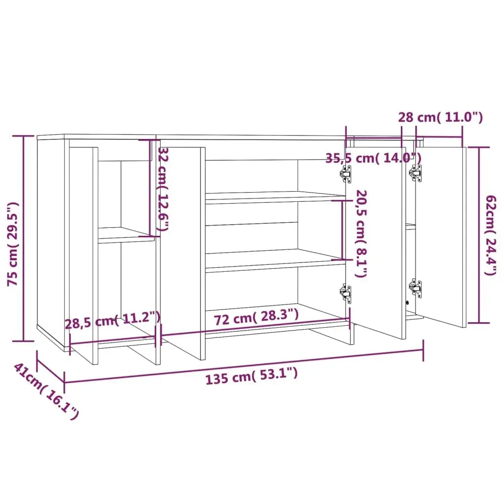 Sideboard White 135x41x75 cm Engineered Wood 809593