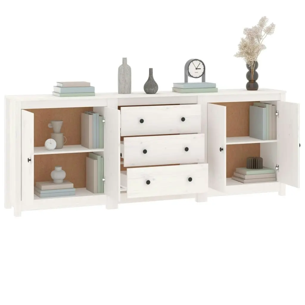 Sideboard White 210x35x80 cm Solid Wood Pine 3114070