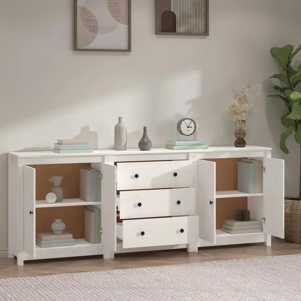 Sideboard White 210x35x80 cm Solid Wood Pine 3114070