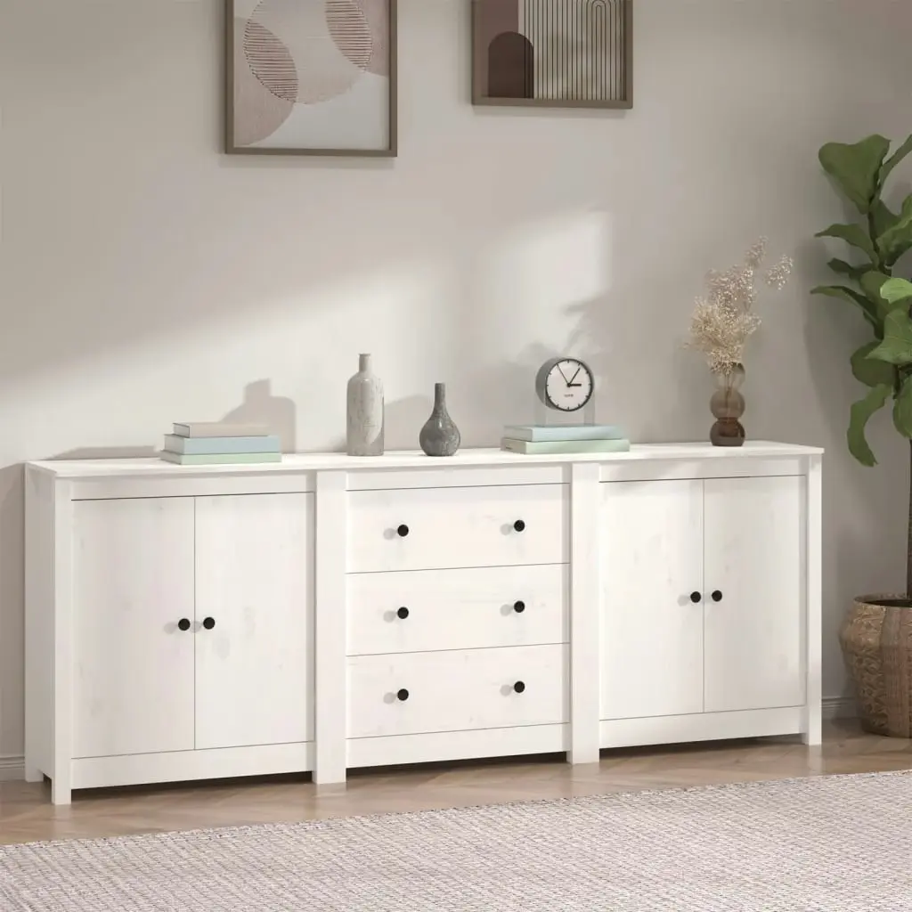 Sideboard White 210x35x80 cm Solid Wood Pine 3114070