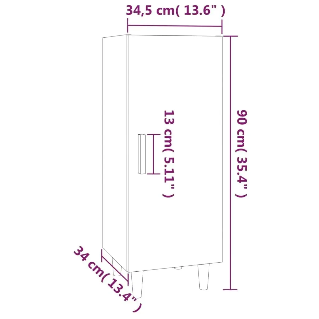 Sideboard High Gloss White 34.5x34x90 cm Engineered Wood 812327