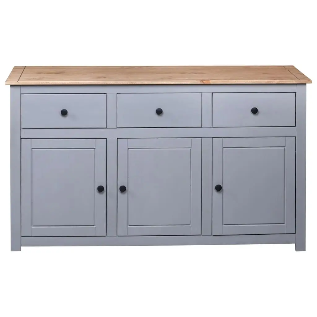 Sideboard Grey 135x40x80 cm Solid Pinewood Panama Range 282704